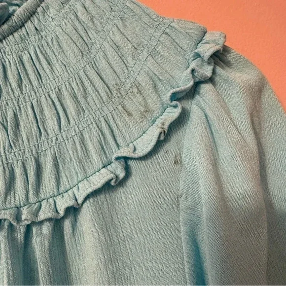 Torrid Washable Gauze Smocked Yoke Ruffle Top Women Size 00 - Picture 7 of 10